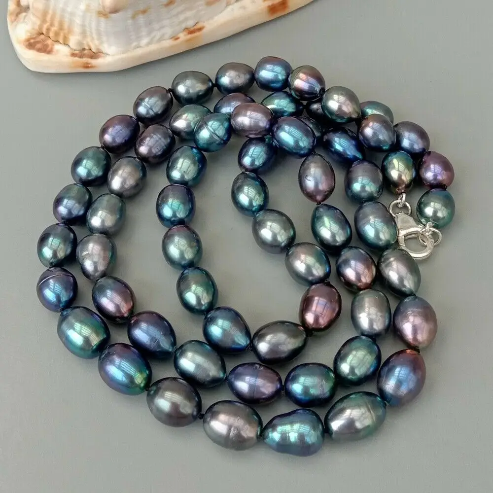 10x13mm Black Freshwater Cultured Rice Pearl Long Necklace 18-50" 925S Clasp
10x13mm Black Freshwater Cultured Rice Pearl Long Necklace 18-50" 925S Clasp