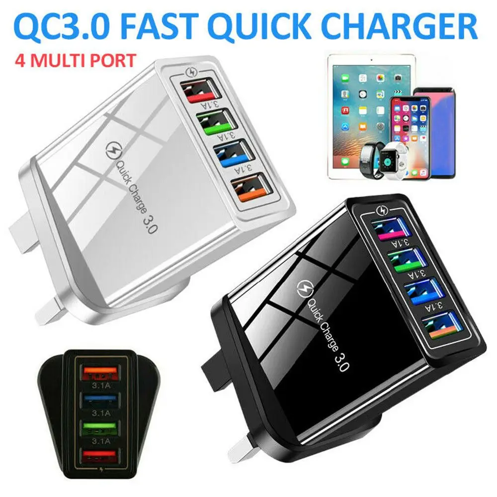 Travel UK EU US Plug Portable 4 Ports Wall Charger Fast Quick Charger Adapter Power Supply
Travel UK EU US Plug Portable 4 Ports Wall Charger Fast Quick Charger Adapter Power Supply
