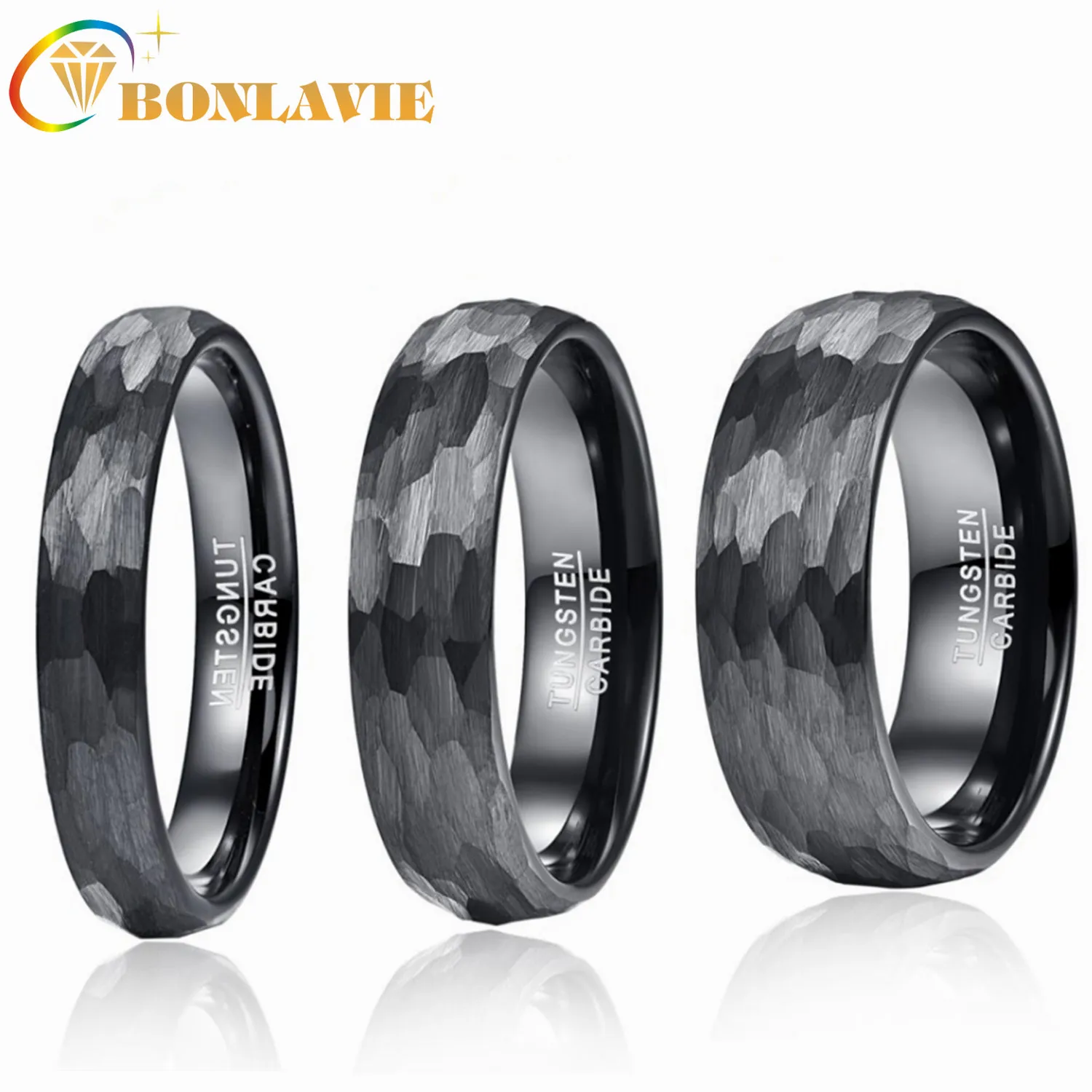 BONLAVIE 4mm 6mm 8mm Black Tungsten Carbide Ring Wedding Band For Men Multi-Faceted Hammered Brushed Finish Men Rings Gift
BONLAVIE 4mm 6mm 8mm Black Tungsten Carbide Ring Wedding Band For Men Multi-Faceted Hammered Brushed Finish Men Rings Gift
