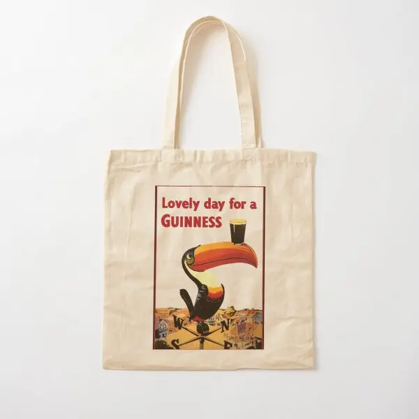 Прекрасный день для A Guinness, хлопковая Холщовая Сумка с принтом, Женская многоразовая Складная дизайнерская модная сумка-тоут, тканевая сумк...