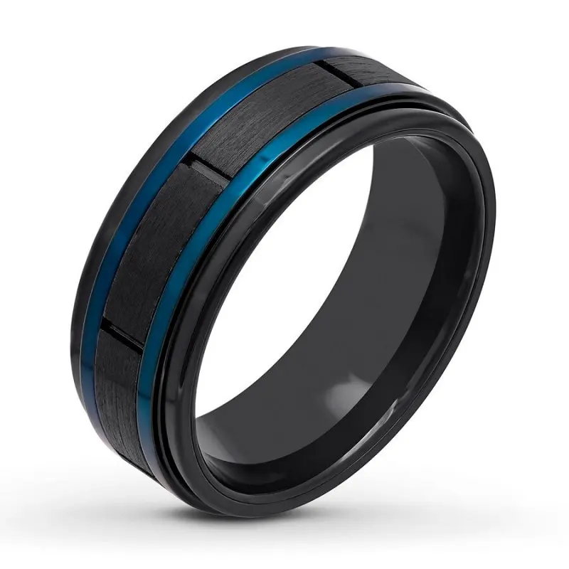 HESHI Men's Wedding Band Black/Blue 8mm Ring
HESHI Men's Wedding Band Black/Blue 8mm Ring