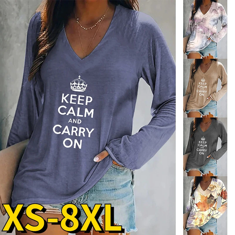 Женская свободная футболка с длинным рукавом и V-образным вырезом
Женская свободная футболка с длинным рукавом и V-образным вырезом