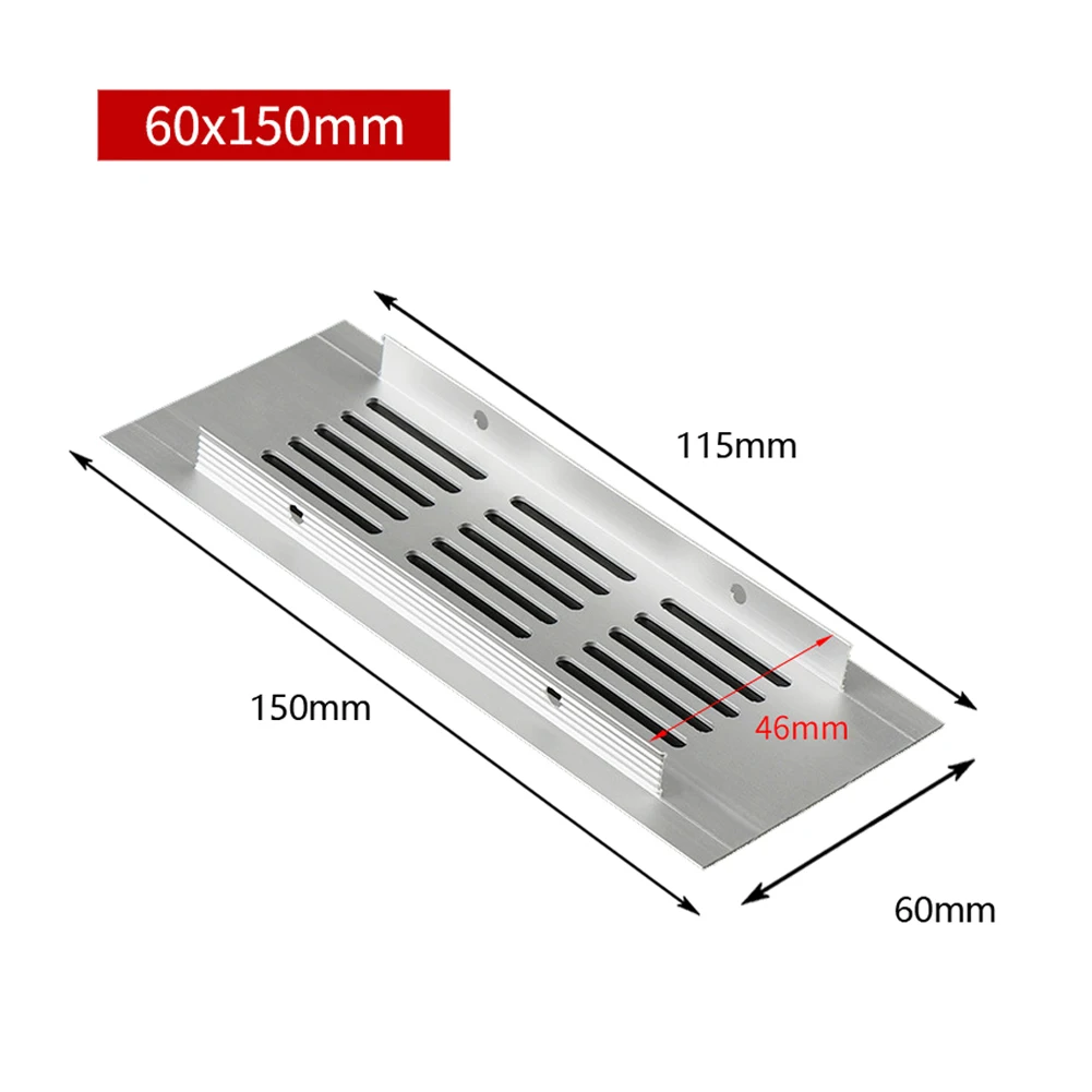 

1pc 60mm Width Aluminium-Alloy Ventilation Grille Rectangular Cabinet Wardrobe Cover Fit Air Conditioner Closet Shoe Cabinet