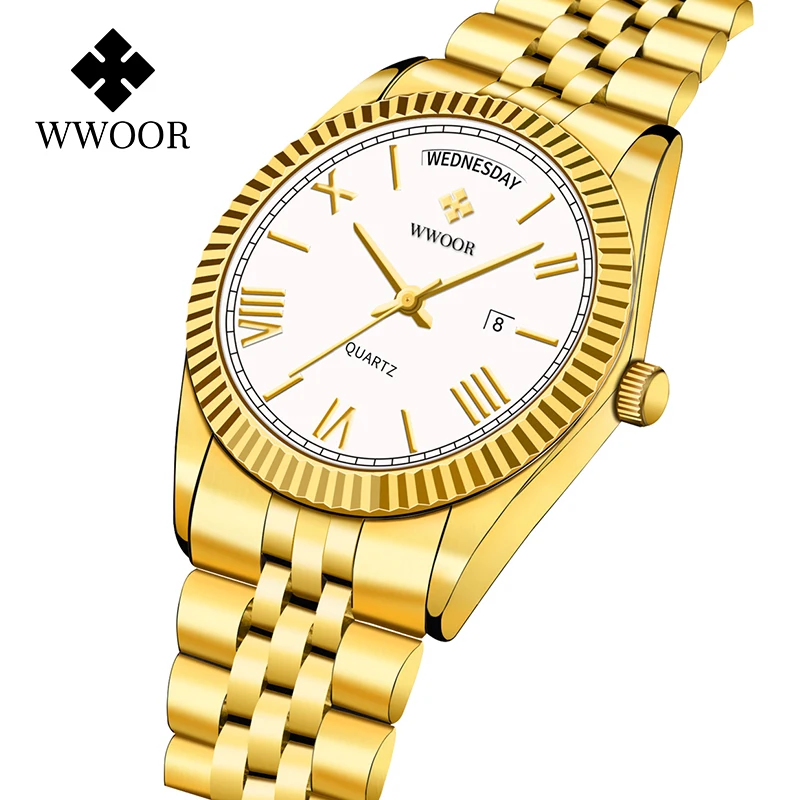 Relogios Masculino 2022 WWOOR Men Watches Gold Fashion Luxury Watches Classic Waterproof Quartz Stainless Steel Clock Calendar
Relogios Masculino 2022 WWOOR Men Watches Gold Fashion Luxury Watches Classic Waterproof Quartz Stainless Steel Clock Calendar