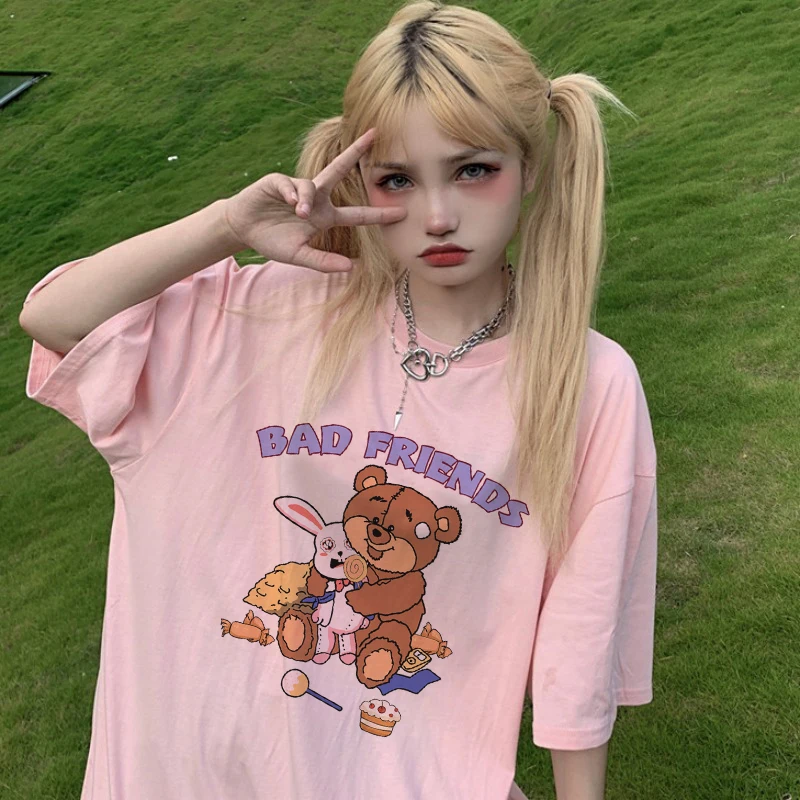 Style Streetwear Gothic Sweet Girl T-shirtSummer Anime Tops Harajuku Cartoon Bear Kawaii Casual Vintage Y2k Women clothing Tees
Style Streetwear Gothic Sweet Girl T-shirtSummer Anime Tops Harajuku Cartoon Bear Kawaii Casual Vintage Y2k Women clothing Tees