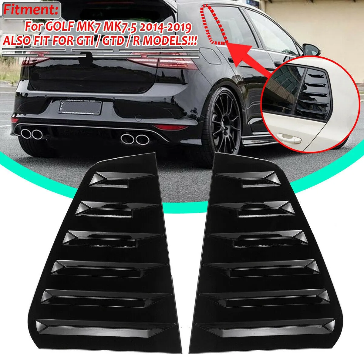 Car Rear Side Window Louvers, for Golf 7 R MK 7 7.5 2013-2020 Racing Style Window Blinds Air Vent Scoop Cover Black 
Car Rear Side Window Louvers, for Golf 7 R MK 7 7.5 2013-2020 Racing Style Window Blinds Air Vent Scoop Cover Black