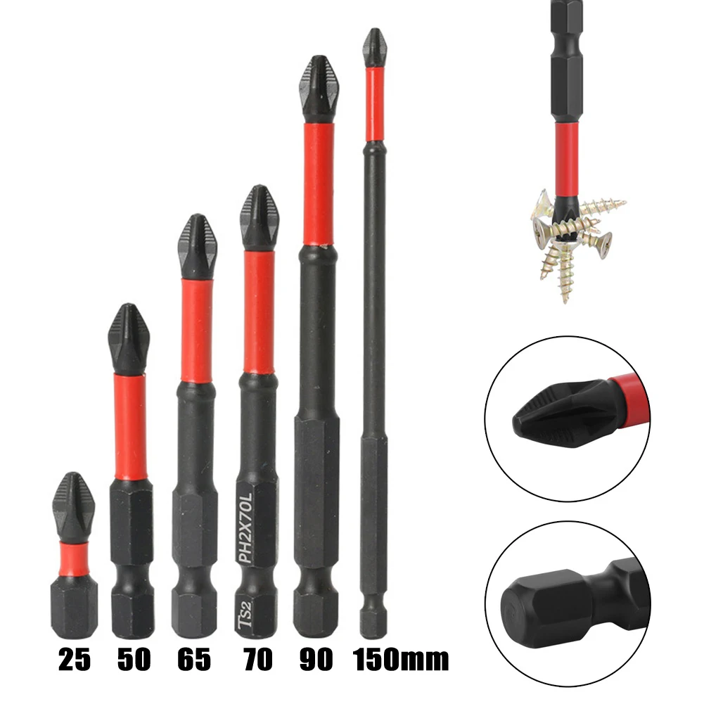 6pcs Cross Screwdriver Batch Head Hex Shank Electric Screwdriver Non-Slip Impact Drill Screw Bits 25-150mm PH2
6pcs Cross Screwdriver Batch Head Hex Shank Electric Screwdriver Non-Slip Impact Drill Screw Bits 25-150mm PH2
