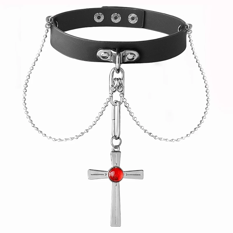 Punk Style Vampire Choker Necklace Red Stone Cross Pendant Link Chain Necklaces Jewelry Fashion Cosplay Props Gifts Accessory
Punk Style Vampire Choker Necklace Red Stone Cross Pendant Link Chain Necklaces Jewelry Fashion Cosplay Props Gifts Accessory