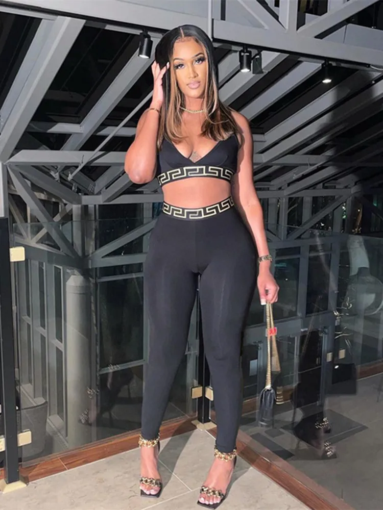 Balogun Streetwear Print 2 Two Peice Set Outfits Women Sleeveless Cami Crop Top Skinny Club Pants Suits Black Matching Sets 2022
Balogun Streetwear Print 2 Two Peice Set Outfits Women Sleeveless Cami Crop Top Skinny Club Pants Suits Black Matching Sets 2022