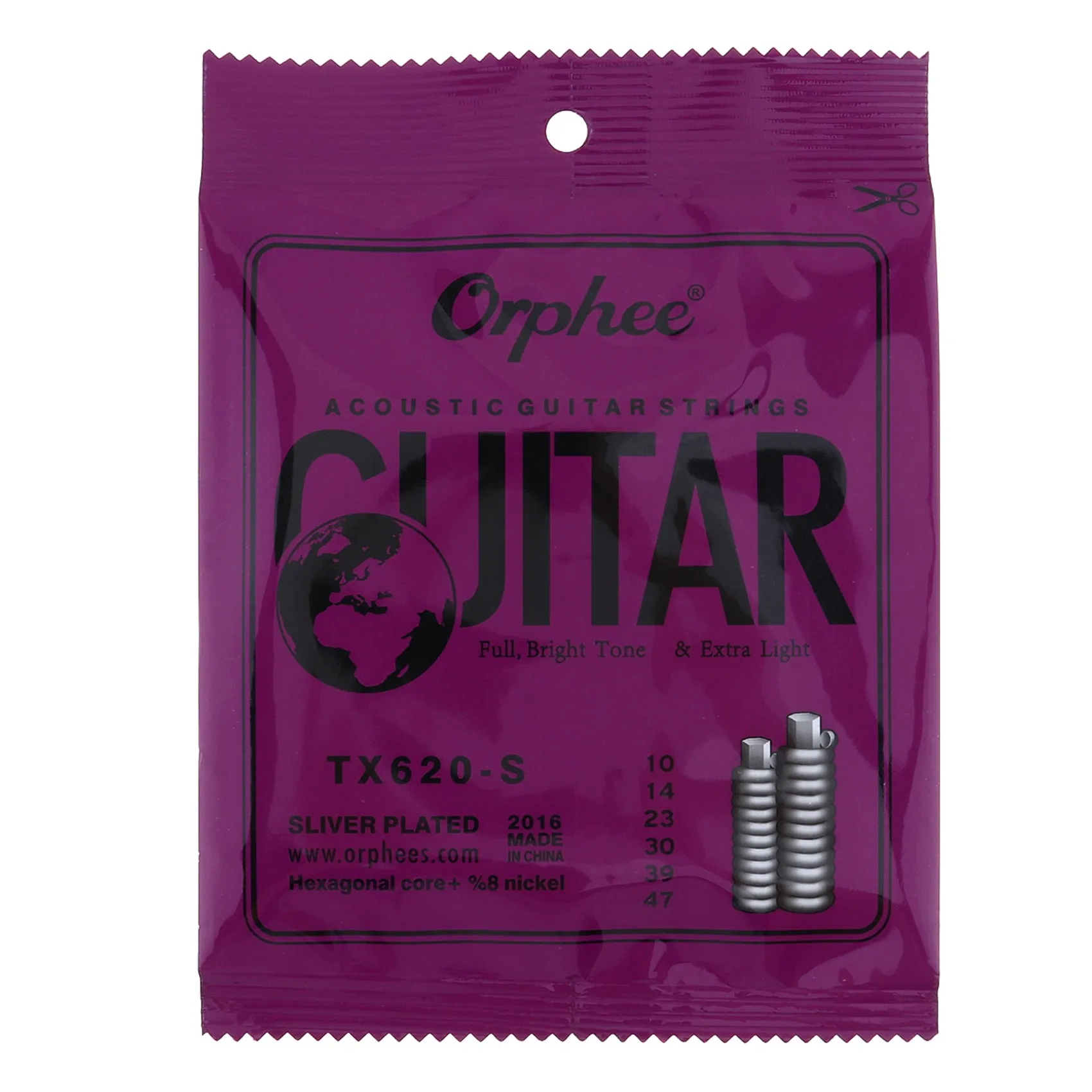 Orphee 6pcs/set Acoustic Guitar Strings Special Silver Plated Anti-Rust Hexagonal core+8% Nickel Extra Light TX620-S 
Orphee 6pcs/set Acoustic Guitar Strings Special Silver Plated Anti-Rust Hexagonal core+8% Nickel Extra Light TX620-S