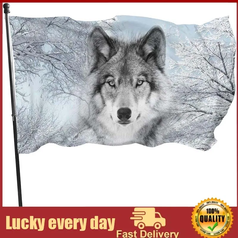 Flags Polyester Light Flag with Vivid Color with Two Metal Grommets Durable Colorfast Banner Snow Wolf for Indoor Outdoor Decor
Flags Polyester Light Flag with Vivid Color with Two Metal Grommets Durable Colorfast Banner Snow Wolf for Indoor Outdoor Decor