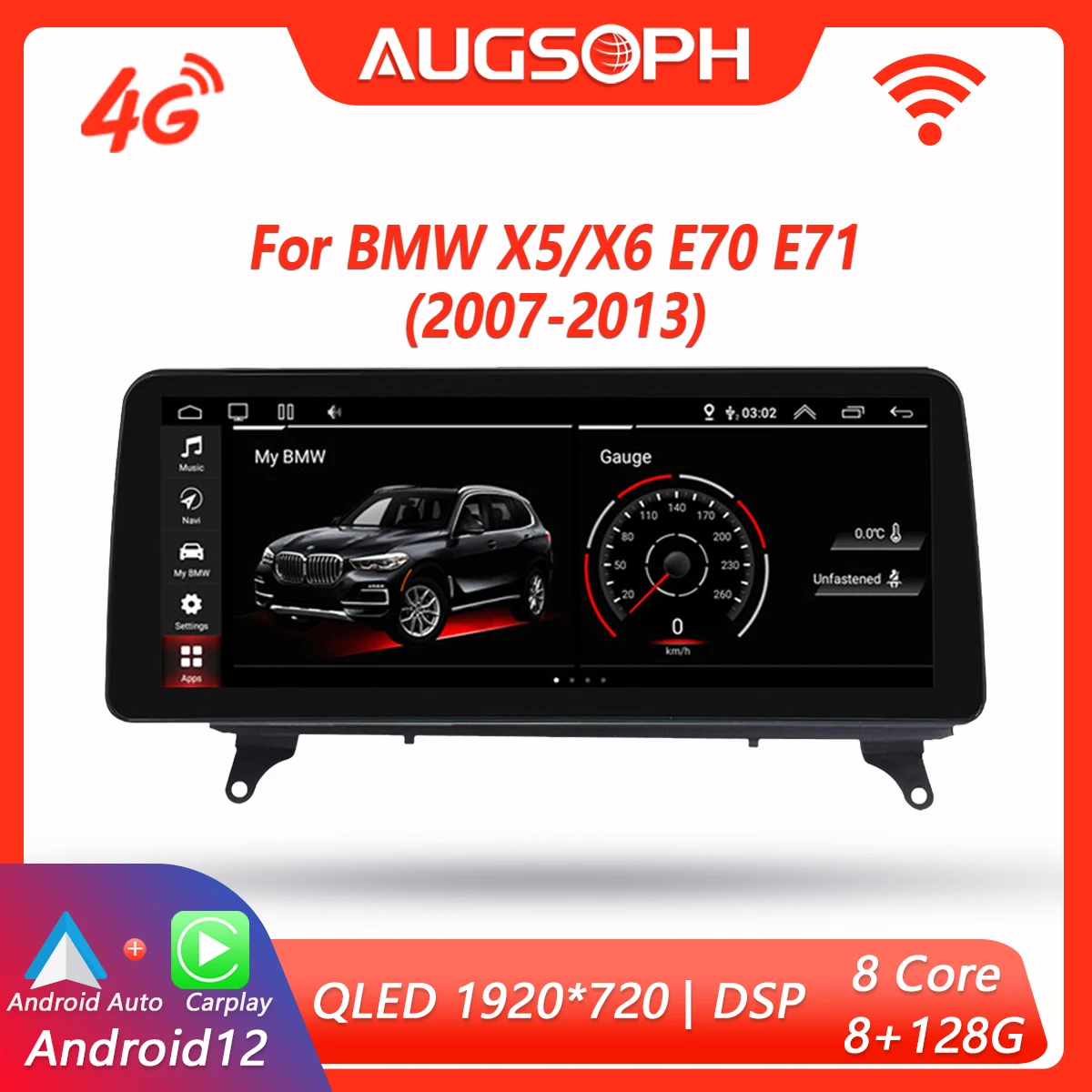 Android 12 Car Radio for BMW X5 X6 E70 E71 2007-2013, 12.3" QLED 8 Core Multimedia Stereo Player with 4G Carplay & Auto GPS
Android 12 Car Radio for BMW X5 X6 E70 E71 2007-2013, 12.3" QLED 8 Core Multimedia Stereo Player with 4G Carplay & Auto GPS