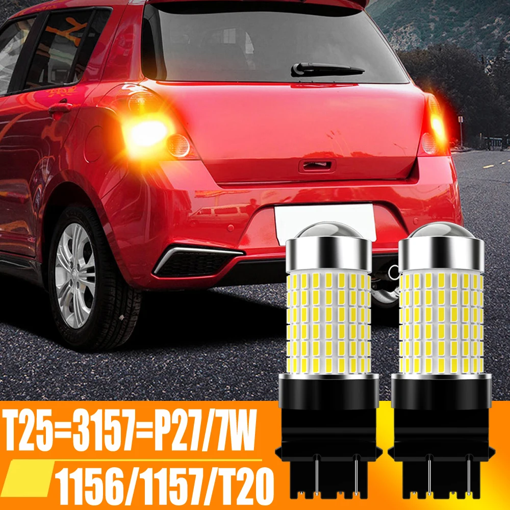 

2X Car Led Light Bulb T20 7443 W21/5W T25 3157 1156 BA15S P21W 1157 P21/5W BAY15D DRL Auto Reversing Lamp For Car 12V White 7506