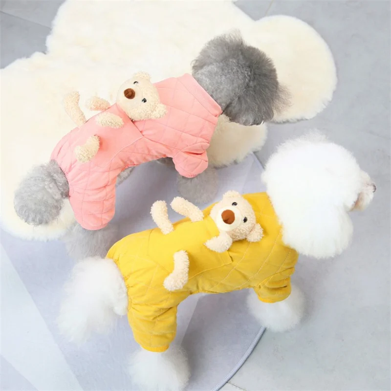 Pet Cotton Coat Four-Legged Small Dog Clothes Back with Bear Winter Warm Jumpsuit Puppy Bichon Chihuahua Overalls
Pet Cotton Coat Four-Legged Small Dog Clothes Back with Bear Winter Warm Jumpsuit Puppy Bichon Chihuahua Overalls