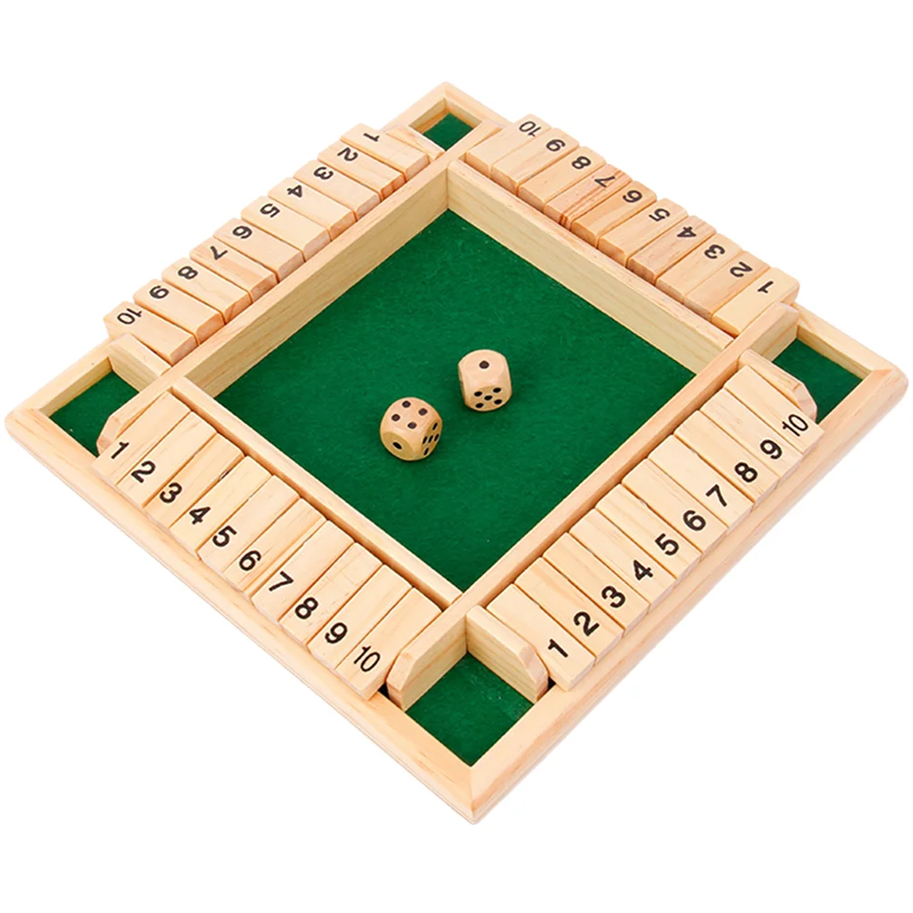 

4 Way Board Game Table Dice Puzzle Toy 2 Shut The Box Travel Toys Math Family Night Games Strategy Wooden Pub