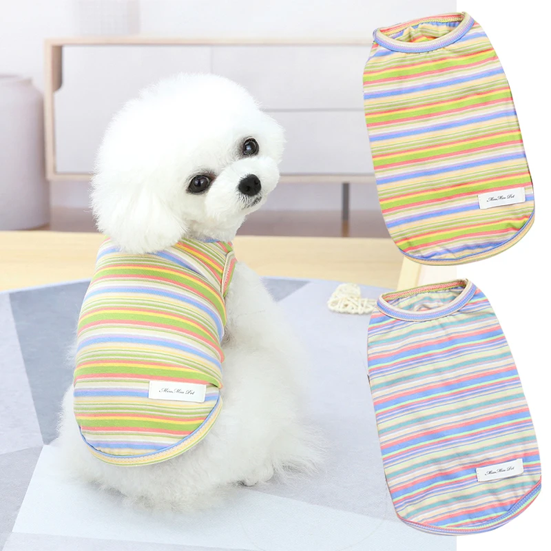 Dog Clothes Colorful Puppy Vest Striped T-shirt Summer Pet Supplies Stylish Classic Universal Striped Casual Leisure Vests
Dog Clothes Colorful Puppy Vest Striped T-shirt Summer Pet Supplies Stylish Classic Universal Striped Casual Leisure Vests