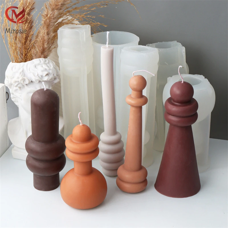 

Mirosie European Style Silicone Collar Column Candle Mold DIY Handmade Aromatherapy Plaster Overlapping Cylindrical Cake Mold