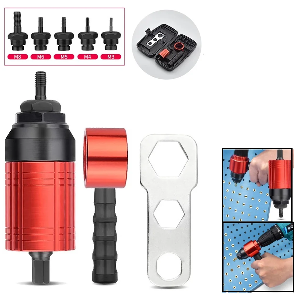 Detachable Manual Electric Rivet Nut Tool Quick Conversion Adapter Wrench M3 M4 M5 M6 M8 Pneumatic Rivet Machine + Storage Box
Detachable Manual Electric Rivet Nut Tool Quick Conversion Adapter Wrench M3 M4 M5 M6 M8 Pneumatic Rivet Machine + Storage Box
