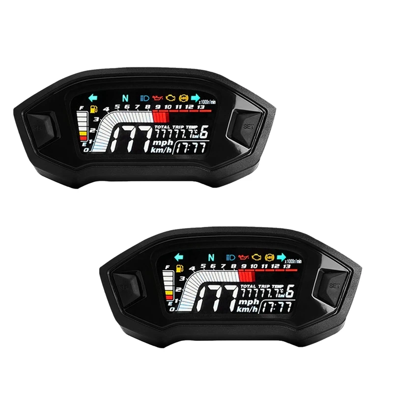 2X Universal Motorcycle LCD Digital Speedometer 13000RPM Backlight Digital Odemeter Tachometer For 1,2,4 Cylinder A 
2X Universal Motorcycle LCD Digital Speedometer 13000RPM Backlight Digital Odemeter Tachometer For 1,2,4 Cylinder A