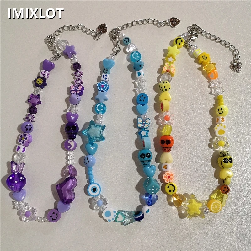 Kpop Goth Purple Blue Acrylic Heart Star Flower Butterfly Smiley EMO Beaded Pearl Choker Necklace for Women Y2k Harajuku Jewelry
Kpop Goth Purple Blue Acrylic Heart Star Flower Butterfly Smiley EMO Beaded Pearl Choker Necklace for Women Y2k Harajuku Jewelry