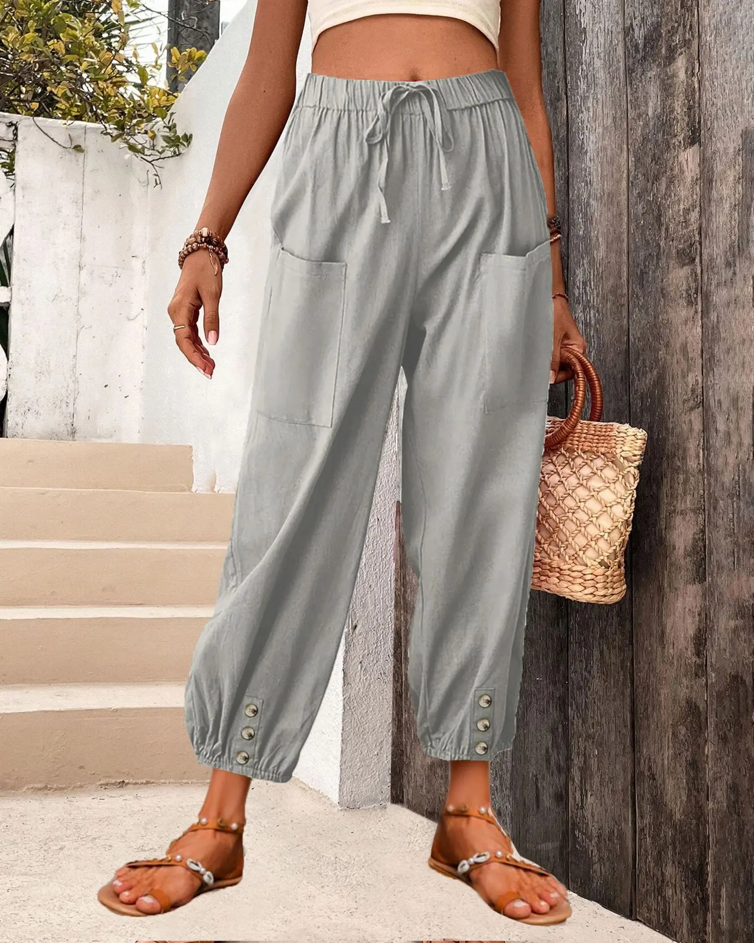 Женские широкие брюки на пуговицах, Свободные повседневные брюки со шнуровкой и карманами, модель Y2k, 2023
Женские широкие брюки на пуговицах, Свободные повседневные брюки со шнуровкой и карманами, модель Y2k, 2023