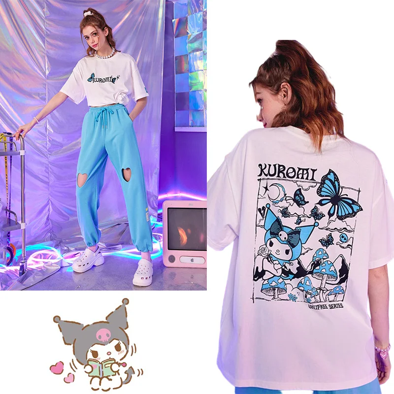 Original Kawaii Kuromi T-Shirt Unifree Butterfly Print Summer Loose Cotton Short-Sleeved Women Sweet Cool Top Trend Sanrio Gift
Original Kawaii Kuromi T-Shirt Unifree Butterfly Print Summer Loose Cotton Short-Sleeved Women Sweet Cool Top Trend Sanrio Gift