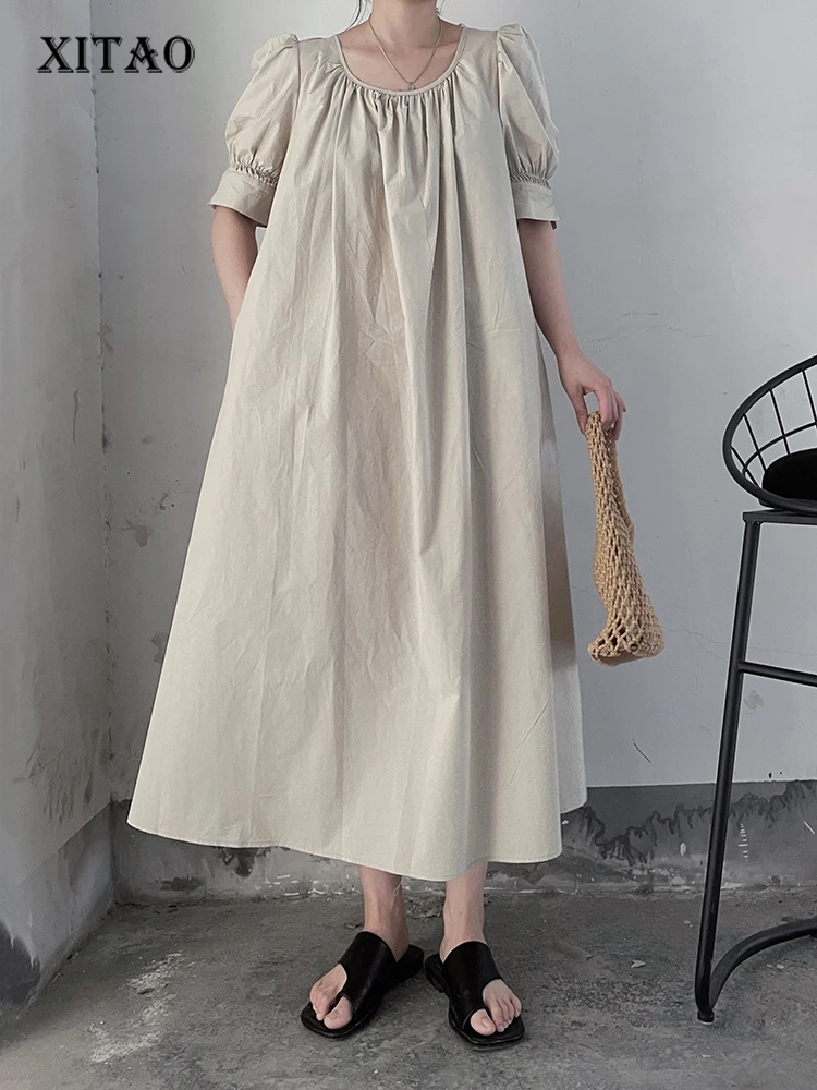 XITAO French Puff Sleeve Dress Simplicity Fashion Casual Loose Solid Color Temperament Folds O-neck Collar Dress WMD6704
XITAO French Puff Sleeve Dress Simplicity Fashion Casual Loose Solid Color Temperament Folds O-neck Collar Dress WMD6704