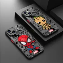 Cartoon Marvel Groot Spiderman Case for Apple iPhone 15 Plus 12 Mini 7 6S Plus 13 Pro Max SE XS X 8 XR 14 Plus 11 12 Pro 14 Capa
