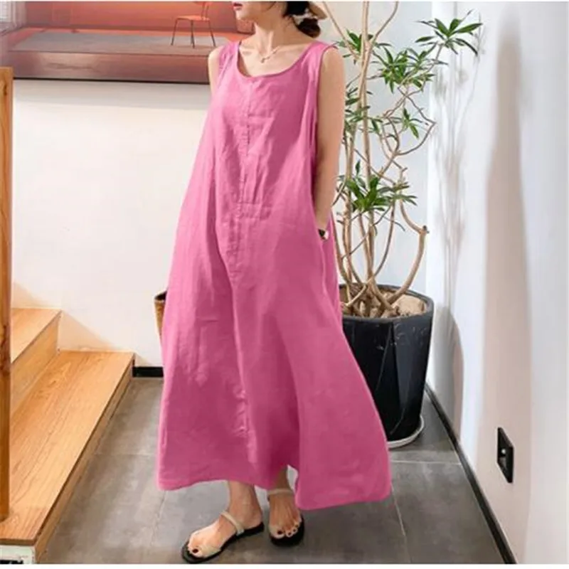 New Women's 2023 Summer Casual Stitching Robes Fashion Simple Style Loose Pockets Round Neck Temperament Sleeveless Dress
New Women's 2023 Summer Casual Stitching Robes Fashion Simple Style Loose Pockets Round Neck Temperament Sleeveless Dress