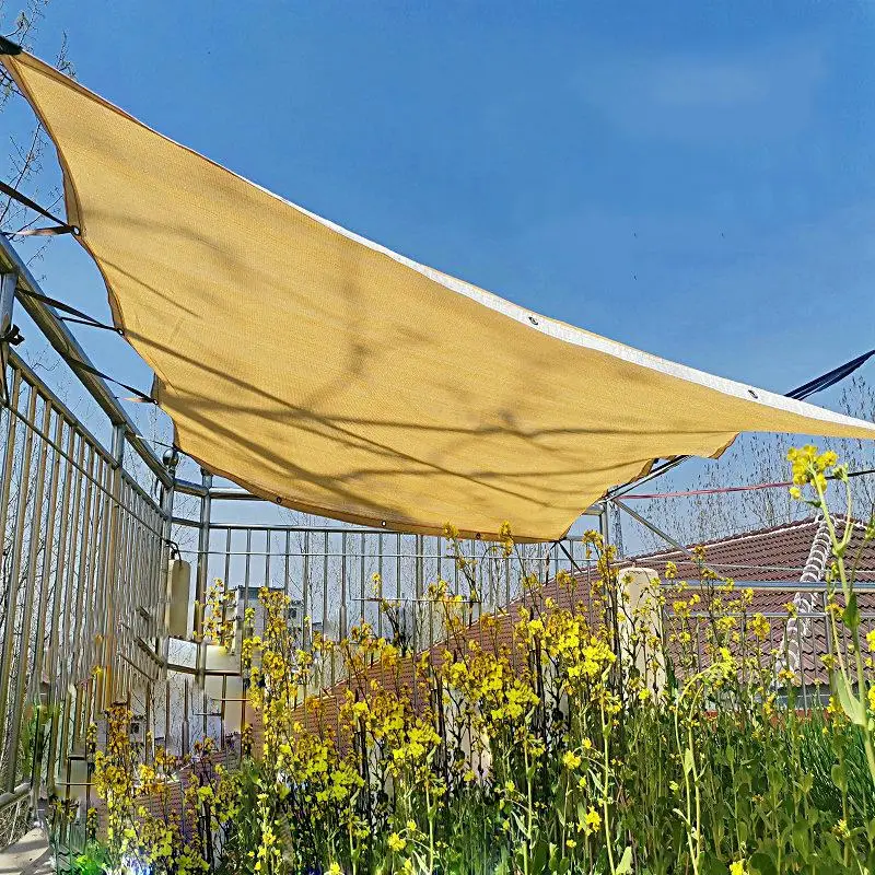 

Beige HDPE Sunshade Net Balcony Garden Plants Cover Sun Shade Net Gazebo Awning Pergola Sun Shelter Swimming Pool Canopy Sail