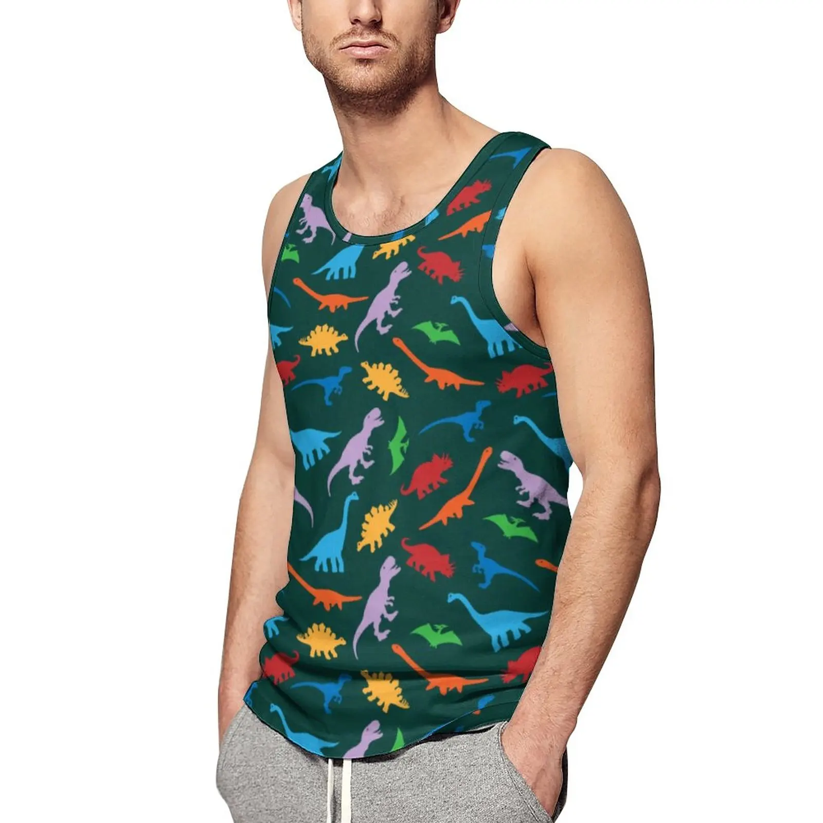 Animal Silhouette Tank Top Man's Colorful Dinosaur Print Gym Oversized Tops Summer Vintage Graphic Sleeveless Shirts
Animal Silhouette Tank Top Man's Colorful Dinosaur Print Gym Oversized Tops Summer Vintage Graphic Sleeveless Shirts