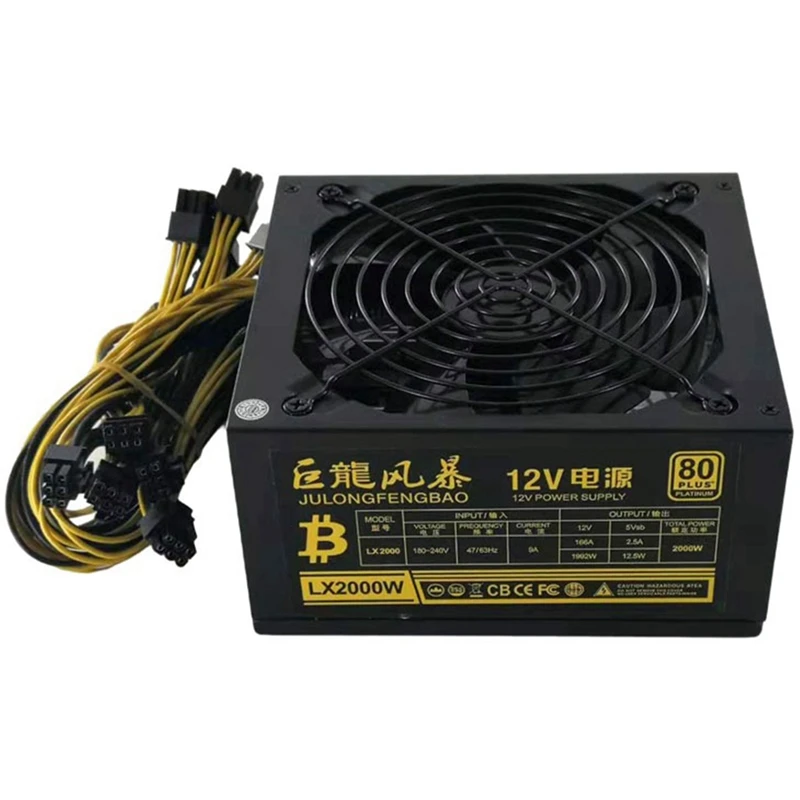 Computer Case Power Supply 2000W PSU Computer Power Supply Support 8 Graphics Card Server Bitcoin Miner Tools
Computer Case Power Supply 2000W PSU Computer Power Supply Support 8 Graphics Card Server Bitcoin Miner Tools