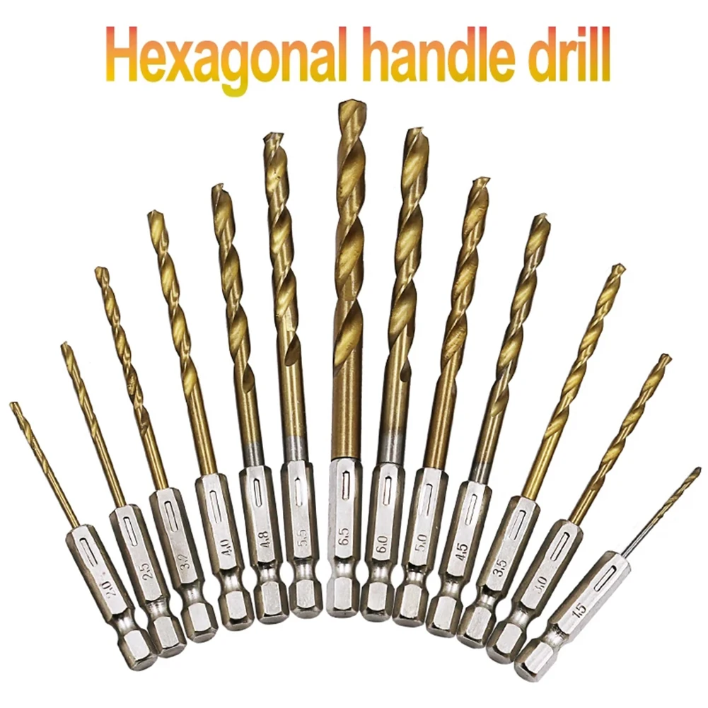 1pc HSS High Speed Steel Titanium Coated Drill Bit 1/4 Hex Shank 1.5mm-6.5mm Hex Handle Twist Drill For Cordless Screwdriver
1pc HSS High Speed Steel Titanium Coated Drill Bit 1/4 Hex Shank 1.5mm-6.5mm Hex Handle Twist Drill For Cordless Screwdriver