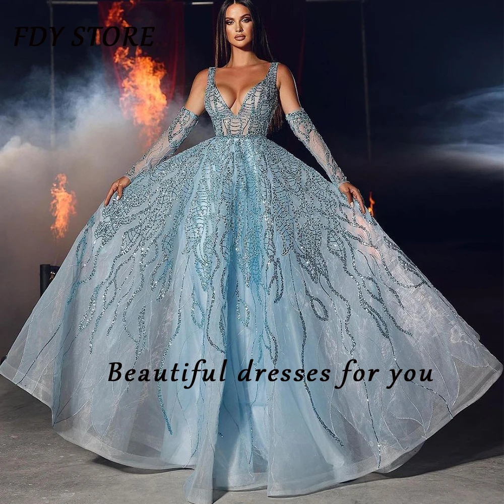 FDY Store Prom V-neck Beaded Embroidery A-line Sweep Train Princess Evenning Ball-gown Dress Formal Occasion Party for Women
FDY Store Prom V-neck Beaded Embroidery A-line Sweep Train Princess Evenning Ball-gown Dress Formal Occasion Party for Women
