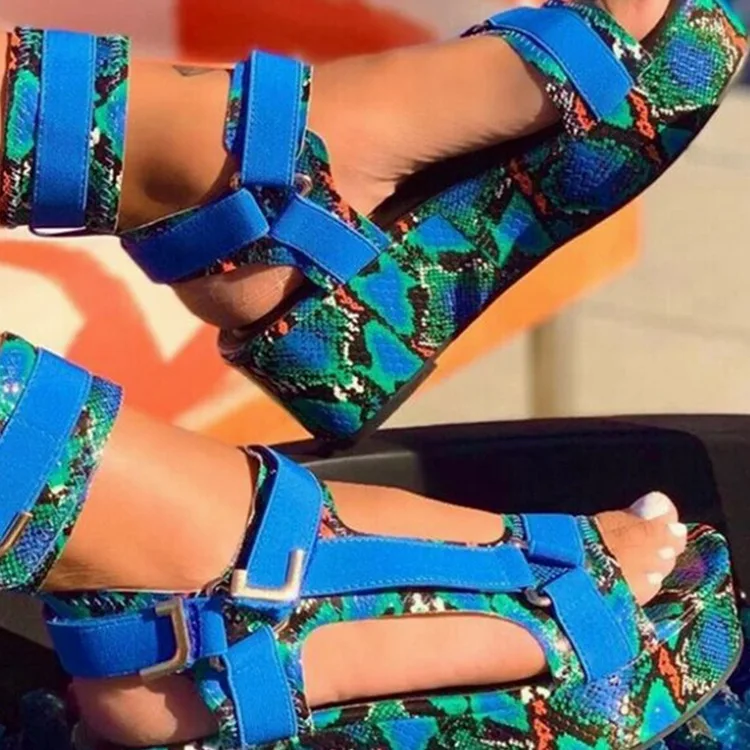 Hot Sale Size 43 Summer Flat Platform Multi Colors Snake Printed Gladiator Sandals Shoes Women Sandalias Mujer
Hot Sale Size 43 Summer Flat Platform Multi Colors Snake Printed Gladiator Sandals Shoes Women Sandalias Mujer