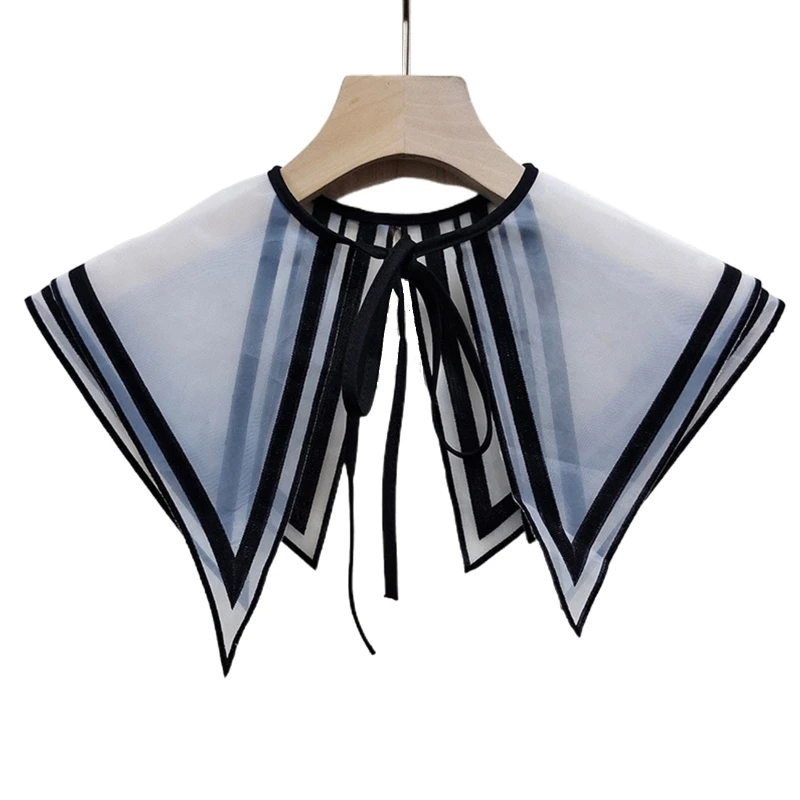 Women Girls Fake Collar Shawl Double Layer Embroidery Striped Trim Scarf Capelet DXAA
Women Girls Fake Collar Shawl Double Layer Embroidery Striped Trim Scarf Capelet DXAA