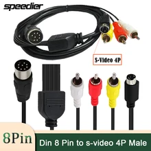 1 in 4 Din 8 Pin Male To S-video Mini DIN 4P 3RCA Male Audio Adapter Cable for Lotus Old Audio Video Equipment 1.5m 5FT