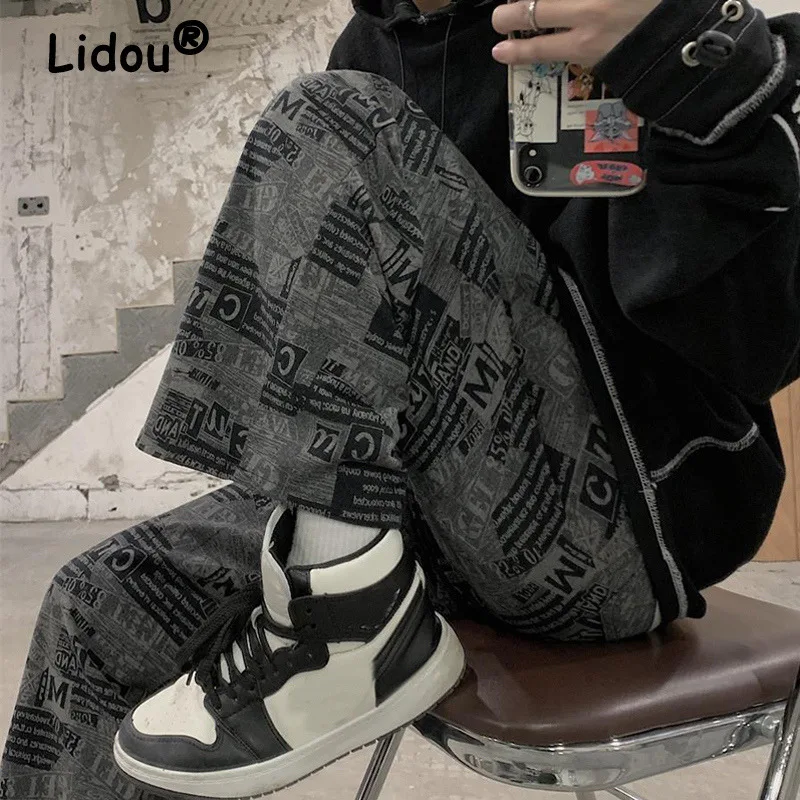 Autumn Men's Fashion Vintage Newspaper Print Streetwear Harajuku Y2K Straight Wide Leg Pants Casual Loose Trousers Male Clothes
Autumn Men's Fashion Vintage Newspaper Print Streetwear Harajuku Y2K Straight Wide Leg Pants Casual Loose Trousers Male Clothes