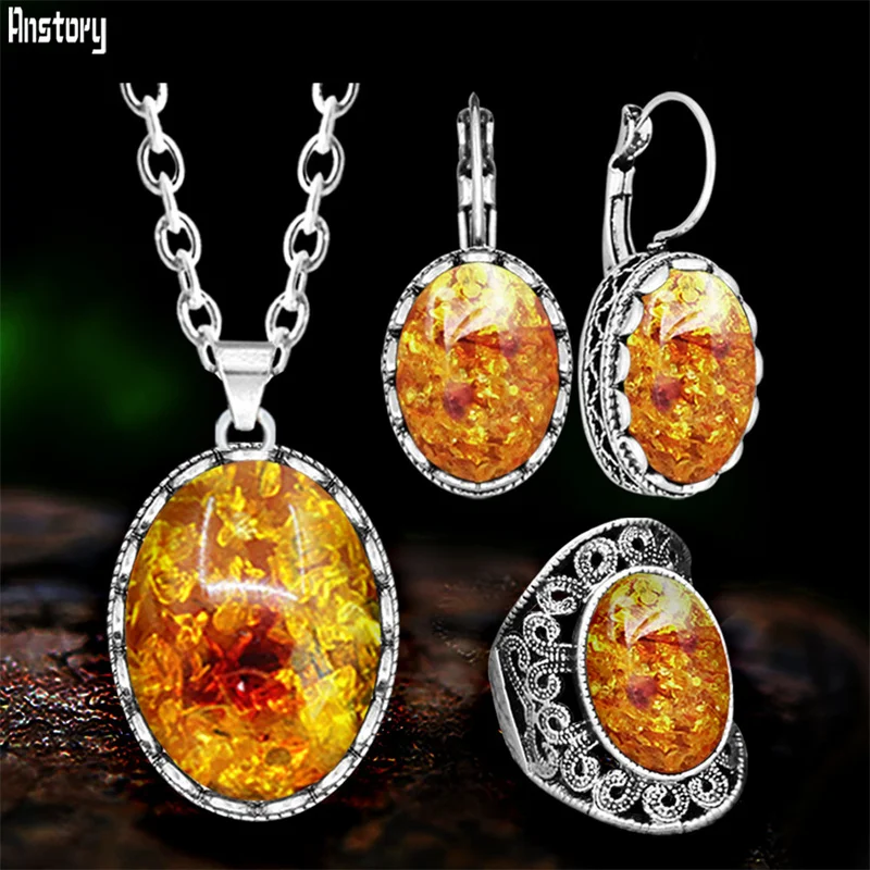 Oval Flower Simulated Ambers Jewelry Set Choker Necklace Earrings Rings Antique Silver Plated Stainless Steel Chain Jewelry
Oval Flower Simulated Ambers Jewelry Set Choker Necklace Earrings Rings Antique Silver Plated Stainless Steel Chain Jewelry
