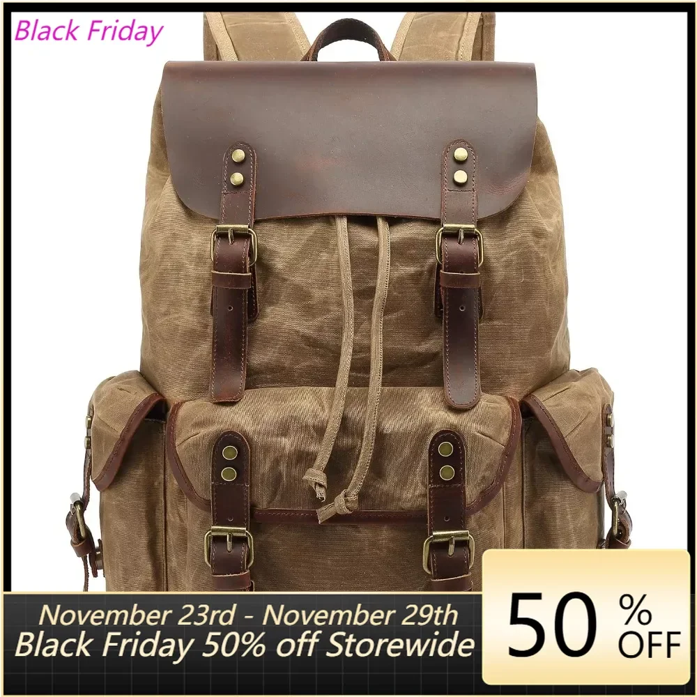 Canvas Leather Backpack for Men Women,Vintage Travel Waxed Rucksack,Large Daypack for Laptop Bag (M80_Khaki)
Canvas Leather Backpack for Men Women,Vintage Travel Waxed Rucksack,Large Daypack for Laptop Bag (M80_Khaki)