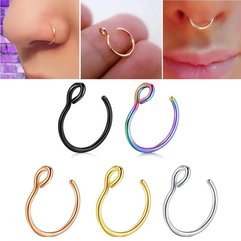 European and American Trends Women Punk Style Nose Rings Stainless Steel Fake Septum Piercing Clip Hoop Nose Ring Body Jewelry
European and American Trends Women Punk Style Nose Rings Stainless Steel Fake Septum Piercing Clip Hoop Nose Ring Body Jewelry