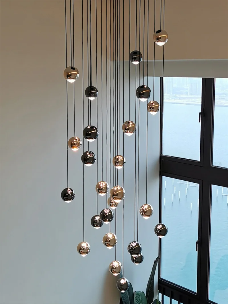 

Новая современная подвесная металлическая круглая искусственная Подвеска для ресторана, лестницы, подвесной потолочный светильник, остров гостиной