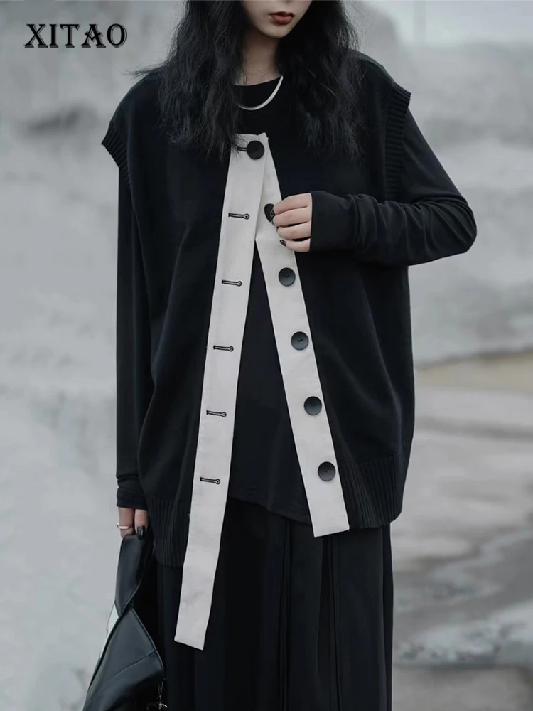 XITAO Casual Irregular Knitted Vests Personality Contrast Color Patchwork Women Autumn O-neck Single Breasted Vests DMJ2628
XITAO Casual Irregular Knitted Vests Personality Contrast Color Patchwork Women Autumn O-neck Single Breasted Vests DMJ2628