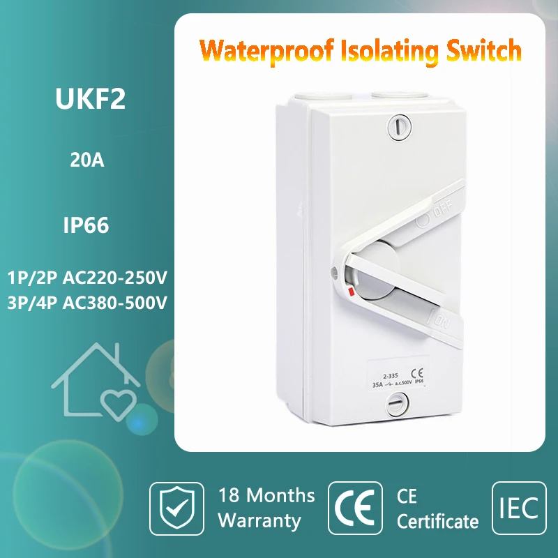 Toggle Switchs 4P 20A Waterproof Isolator Switch IP66 Outdoor AS Standard UKF Home Appliance
Toggle Switchs 4P 20A Waterproof Isolator Switch IP66 Outdoor AS Standard UKF Home Appliance