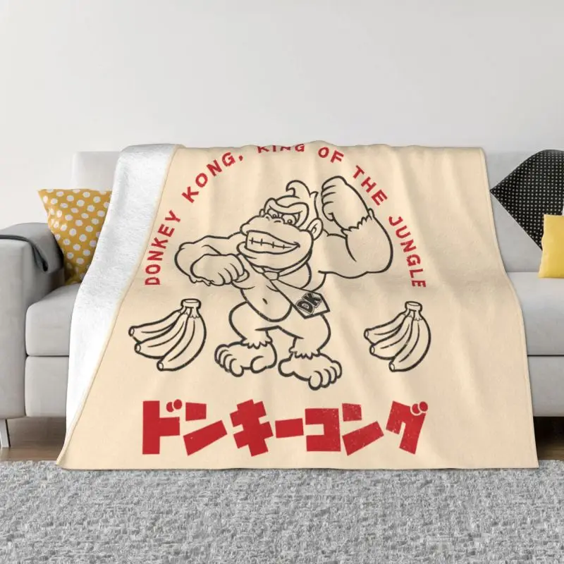 

Donkey Kong Blanket 3D Printed Soft Flannel Fleece Warm The Jungle Gorilla Throw Blankets for Office Bed Couch Bedspreads