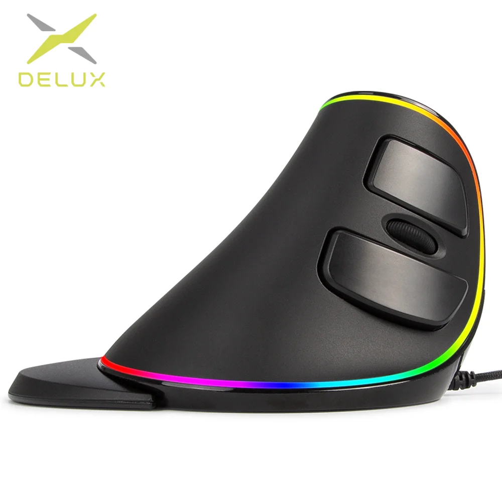 

Delux M618PR PMW3327 12400DPI Wired Ergonomic Vertical Mouse 1000Hz RGB Lighting Removable Wrist Rest For Carpal Tunnel