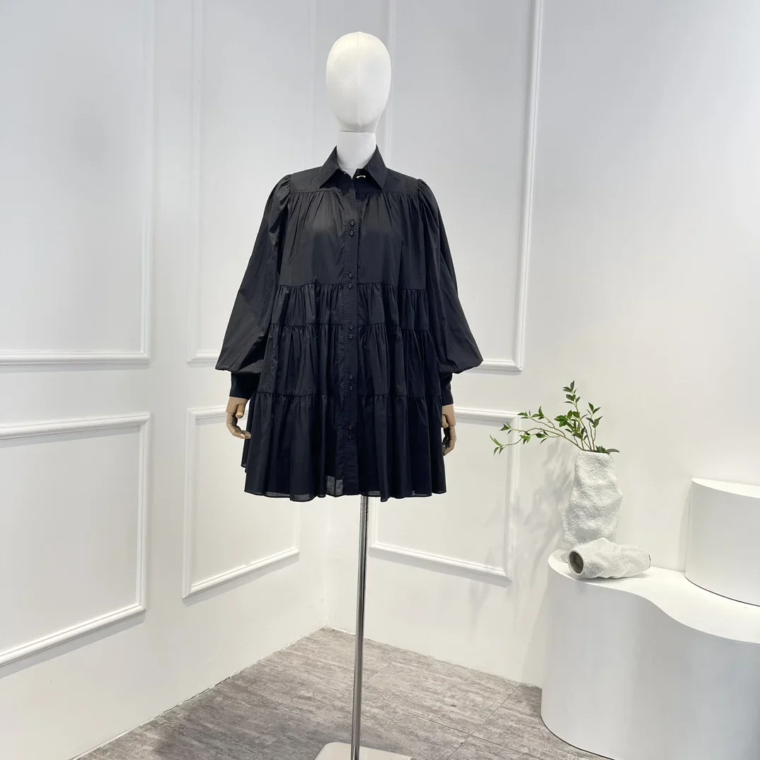 Top Quality Solid Black White Long Lantern Sleeve Patchwork Women Loose Mini Shirt Dress Casual Style
Top Quality Solid Black White Long Lantern Sleeve Patchwork Women Loose Mini Shirt Dress Casual Style