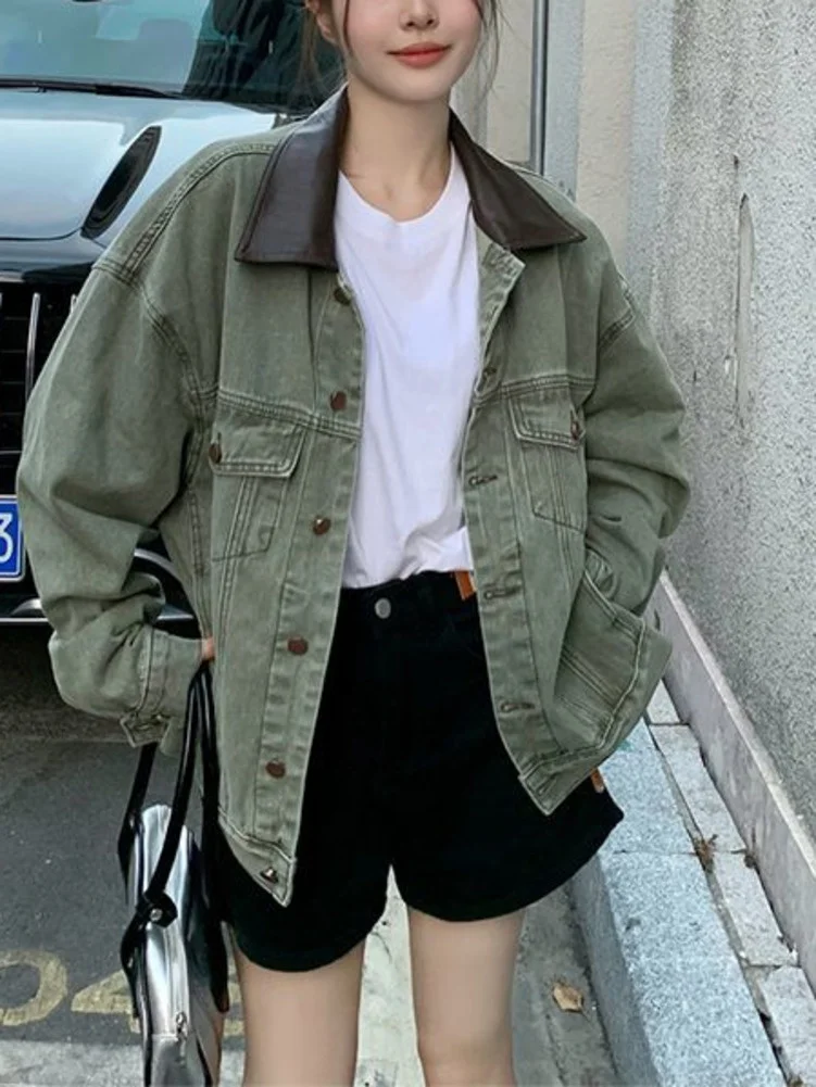 Retro Green Denim Jacket Women's Spring Autumn 2023 Loose Long Sleeve Korean College Style Girls Jacket Stylish Ladies Outerwear
Retro Green Denim Jacket Women's Spring Autumn 2023 Loose Long Sleeve Korean College Style Girls Jacket Stylish Ladies Outerwear