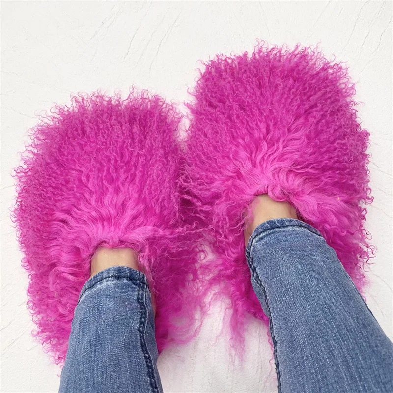Luxury Fluffy Fur Slipper Women Mongolian Fur Slides Sheep Fur Flip Flops Fashion Long Wool Slipper Customized Color Shoes Woman
Luxury Fluffy Fur Slipper Women Mongolian Fur Slides Sheep Fur Flip Flops Fashion Long Wool Slipper Customized Color Shoes Woman