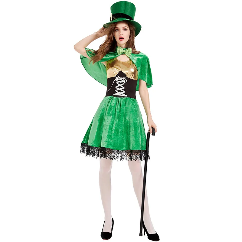 Взрослый День Святого Патрика, ирландские костюмы Leprechaun Magicia, косплей, полный комплект для девочек, женщина, Зеленый дух, костюм на Хэллоуин
Взрослый День Святого Патрика, ирландские костюмы Leprechaun Magicia, косплей, полный комплект для девочек, женщина, Зеленый дух, костюм на Хэллоуин